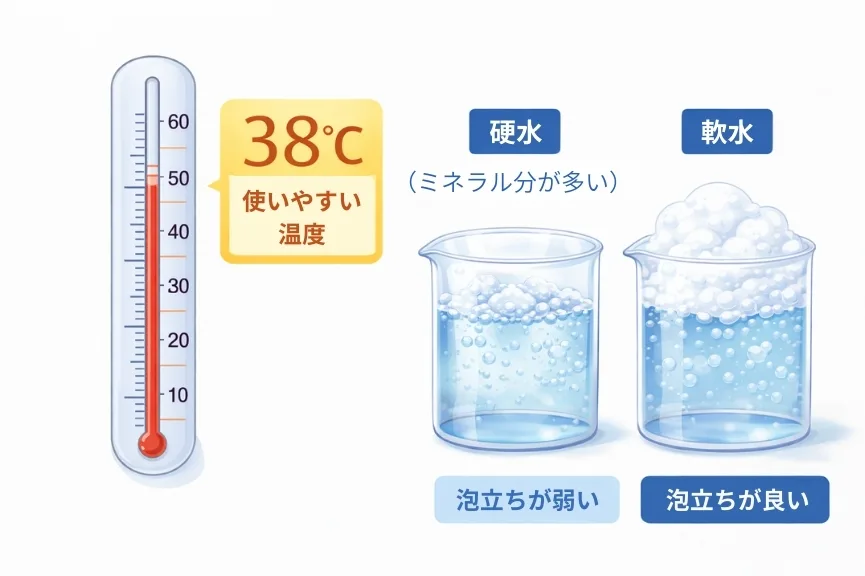 使いやすい温度と水比較