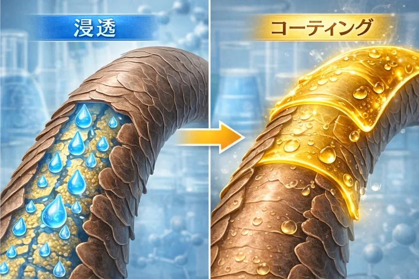 浸透とコーティングの違い 浸透とコーティングの違い