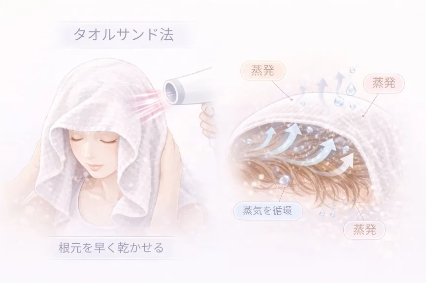 タオルサンド法の説明イラスト