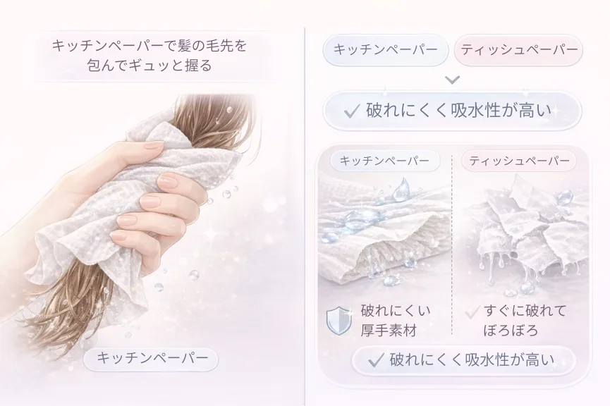 キッチンペーパー vs ティッシュペーパー