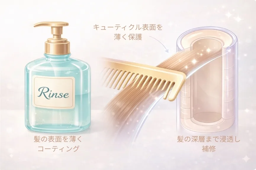 レトロなリンスと髪の断面 レトロなリンスと髪の断面