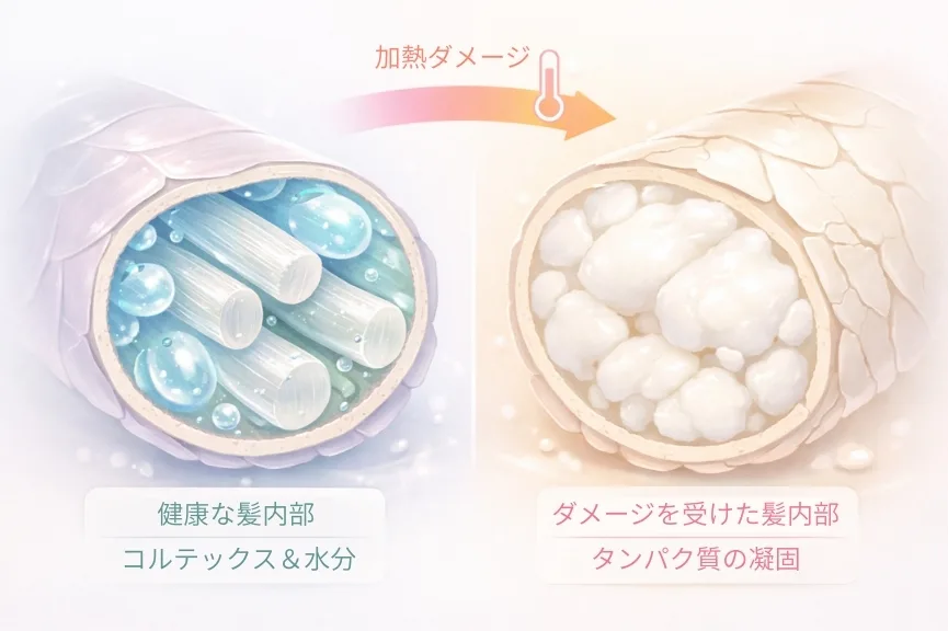 健康な髪とダメージ髪の比較 健康な髪とダメージ髪の比較