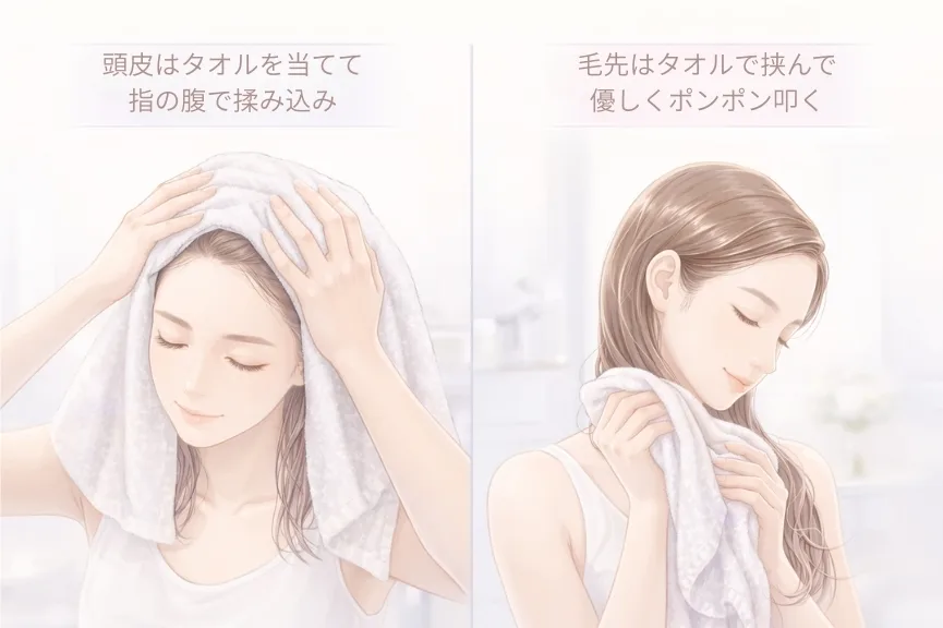 タオルドライのリラックスしたひととき